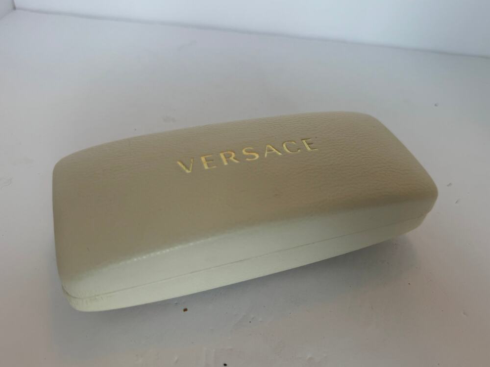 Versace Cream Off White Faux Leather Hardshell Sunglass Eyeglass Case